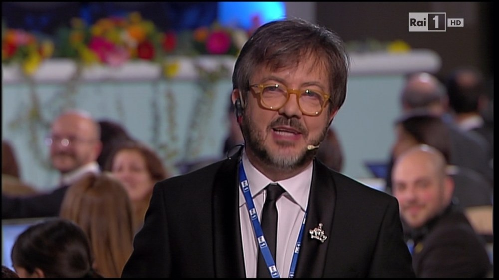 Rocco Tanica dalla sala stampa dell'Ariston Festival Sanremo